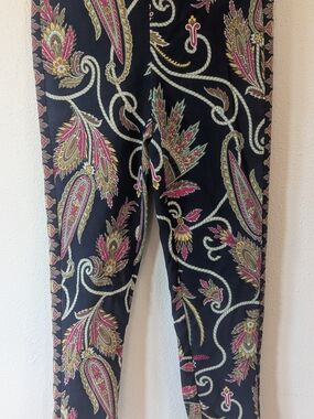 Elie Tahari Navy Blue Paisley Rayon/Spandex Blend Pants XS